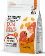 比瑞吉經(jīng)典D34高蛋白無谷奶糕幼犬糧1.5kg